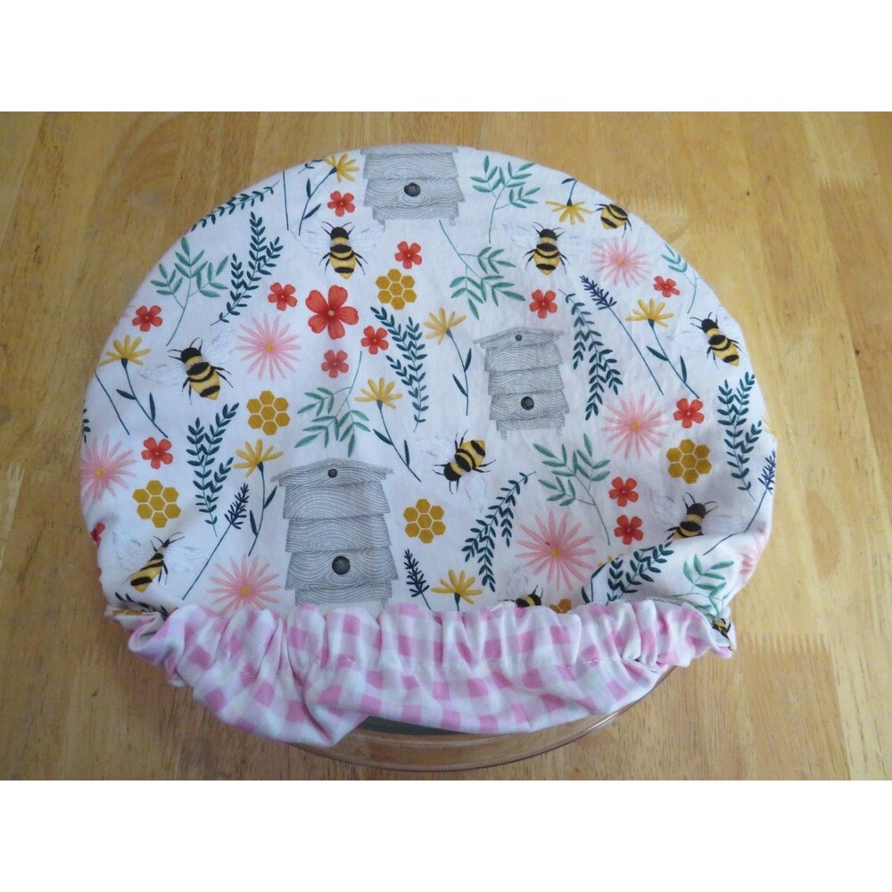 Kitchenaid Mixer Bowl Cover Reversible Bees and Pink Gingham